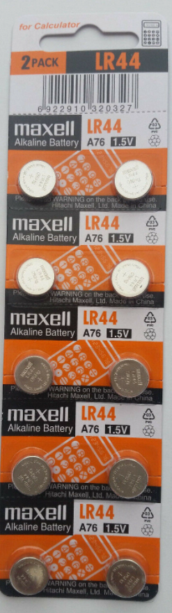 10 Pack Battery for EC / PH Meters | MAWELL LR44 A76 1.5V Alkaline Battery