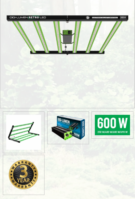 Digi-Lumen Array Full Spectrum 6 Bar LED 600W with Digital Ballast