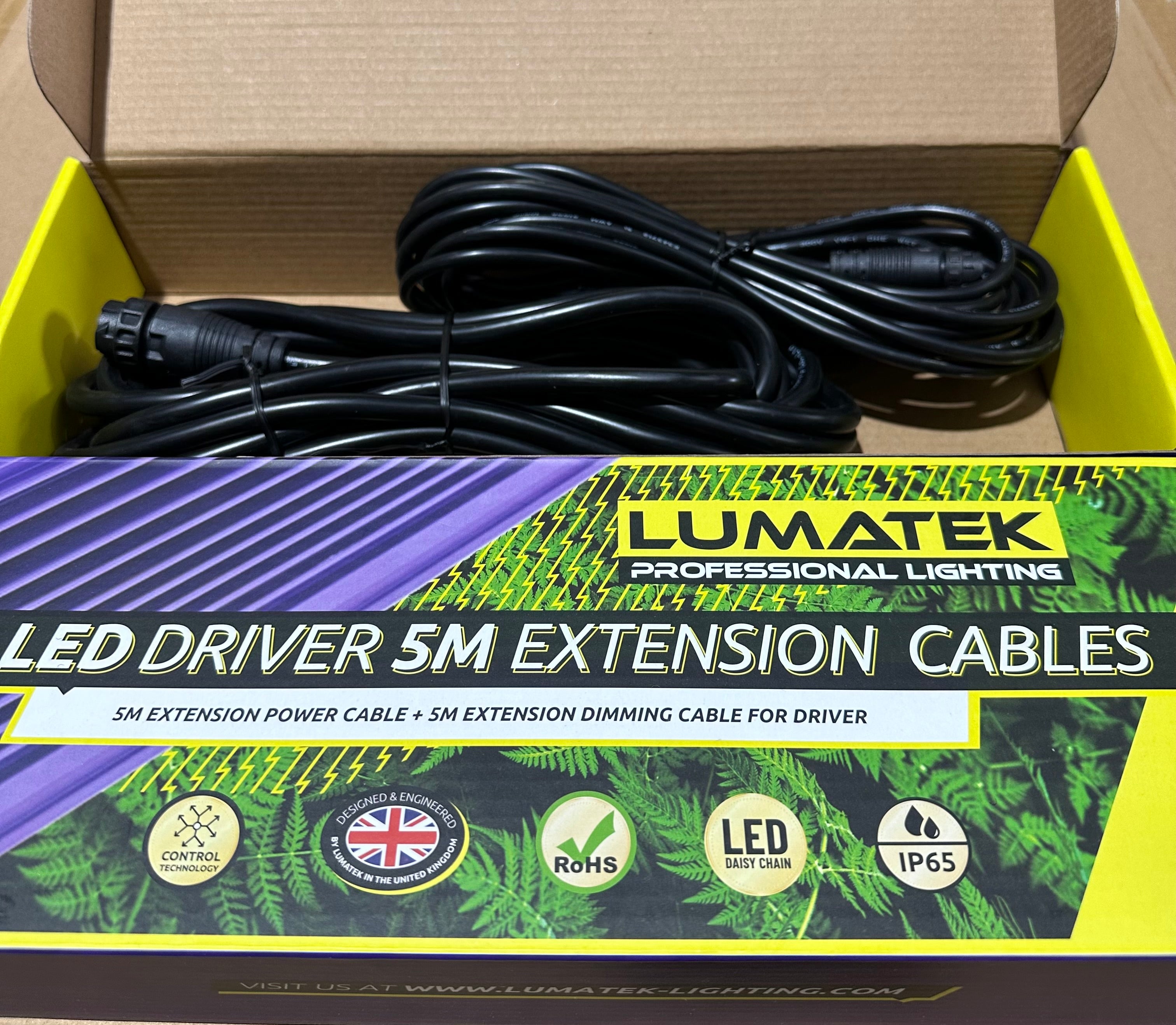 Lumatek LED Driver 5m Extension Cables | Power & Dimming Cables (for Zeus Pro 465w or 600w)