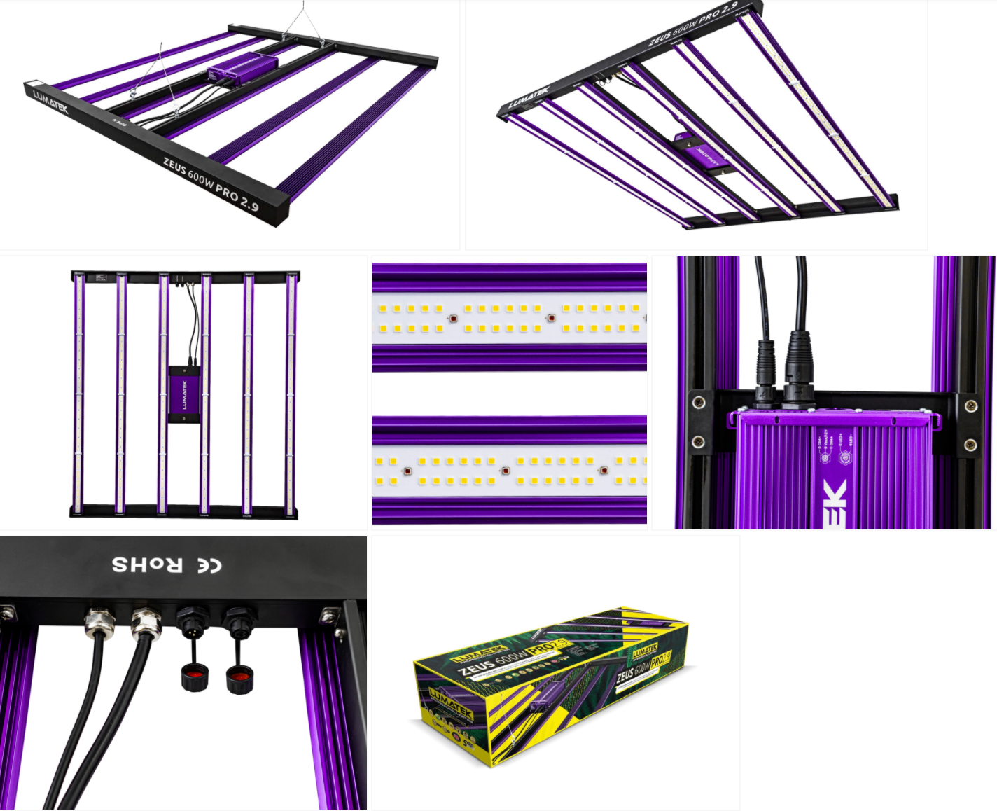 Lumatek Zeus Pro 600W 2.9 LED Grow Light 200 240V IP65 Osram