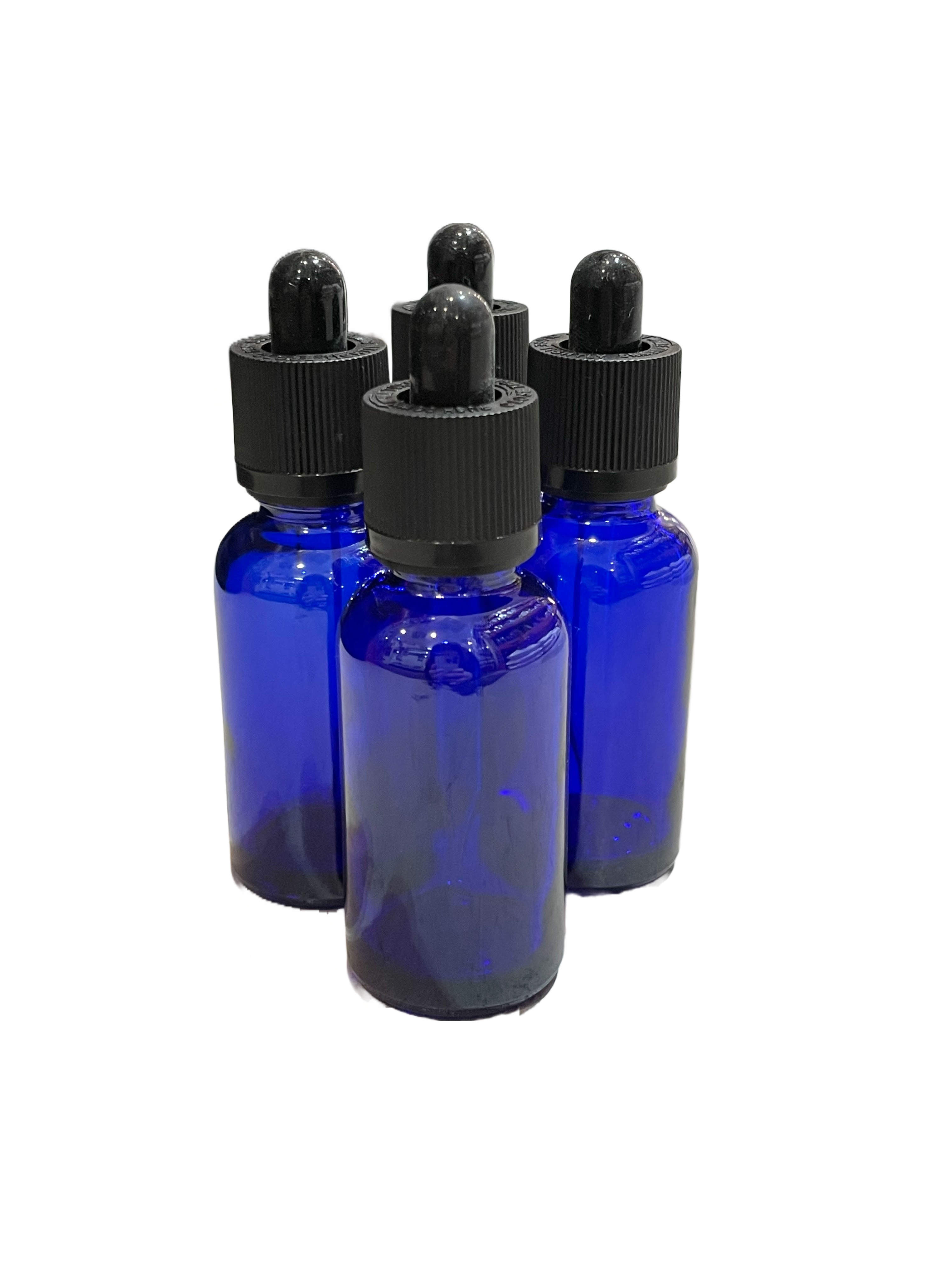 Blue Glass Tincture Bottle and Pipette