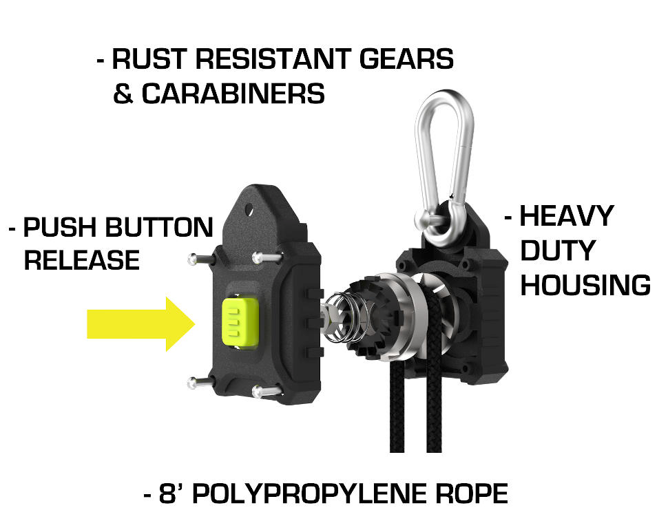Sun Grip Ratchet Hangers - Push Button | Rust Resistant and Heavy Duty
