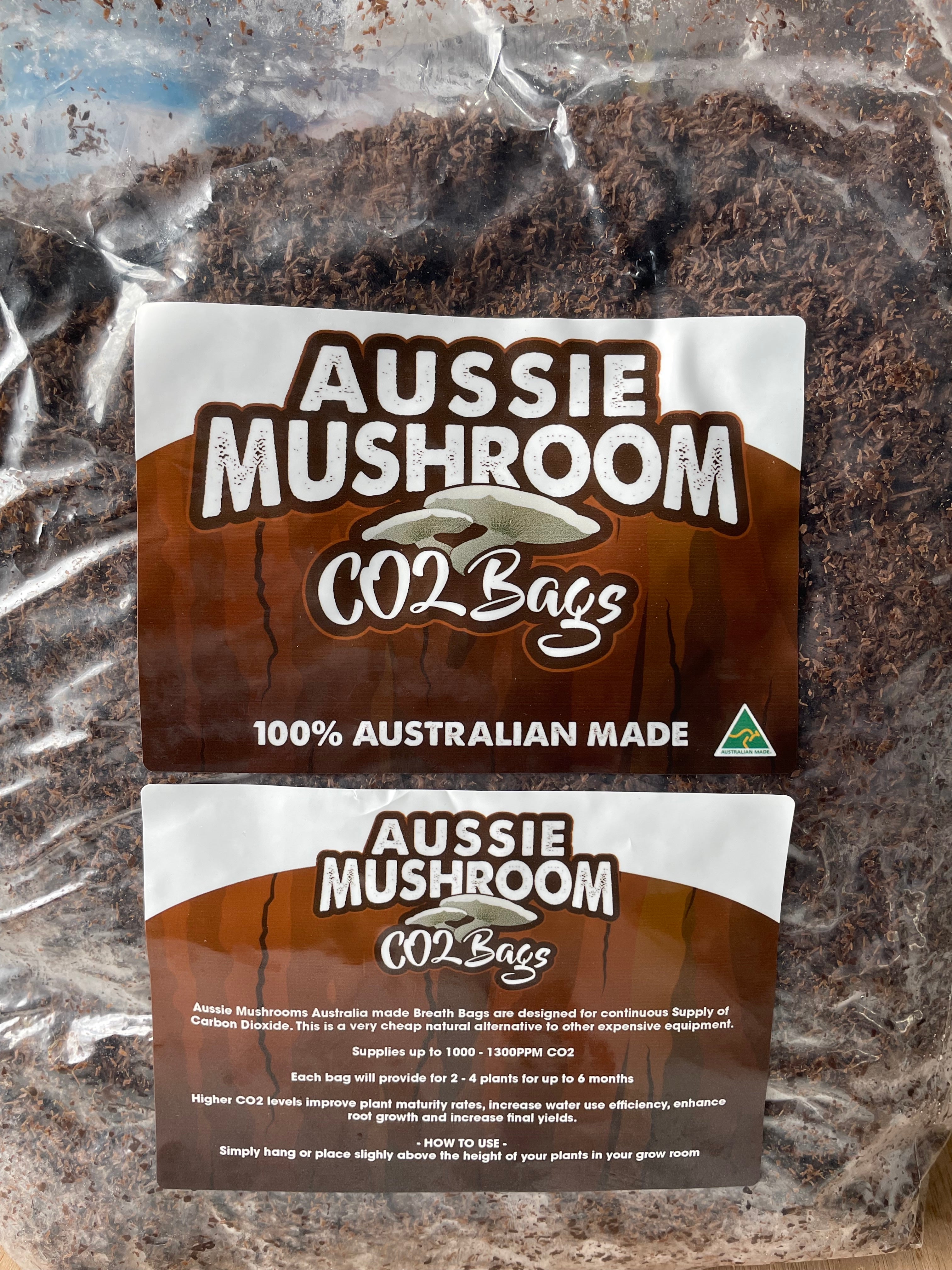CO2 Grow Bag XL 1300PPM | for Hydroponic / Greenhouses (by Aussie Mushroom)